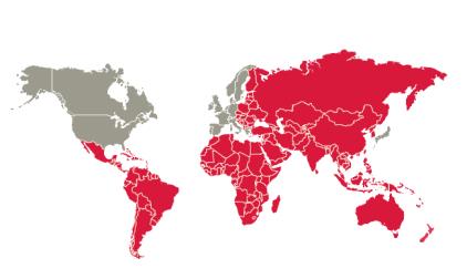 Geografické zastoupení 140 zemí 1.330 kanceláři a laboratoří 65.