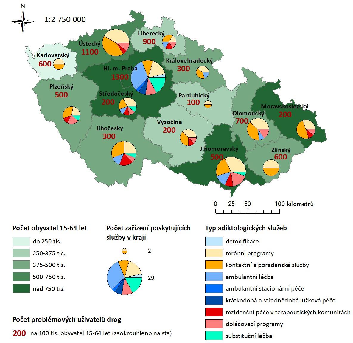 Mapa 8-1: Síť specializované adiktologické péče