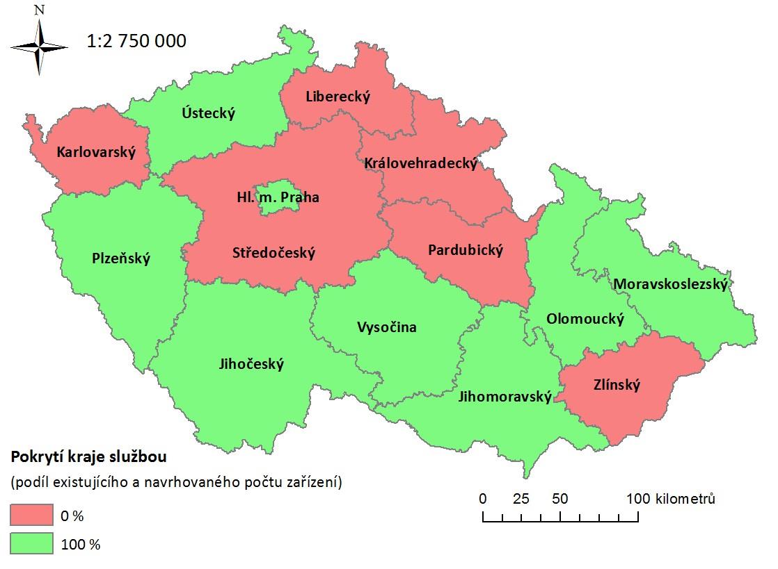 Mapa 8-11: Pokrytí kraje službou doléčovací programy K lednu 2013 bylo v ČR registrováno celkem 133 zařízení poskytujících substituční léčbu.