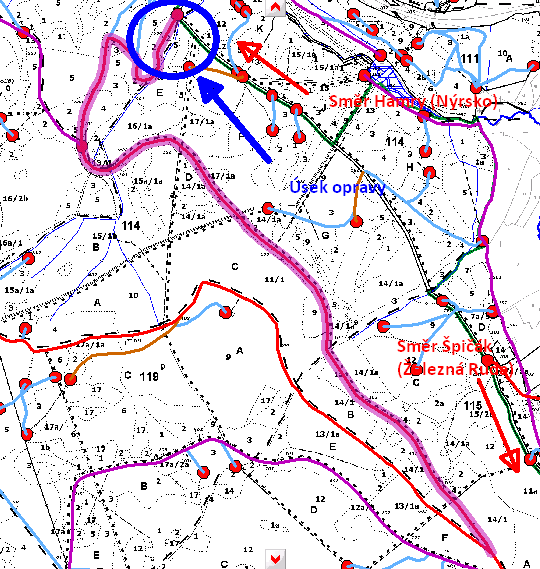 A. OPRAVA PENETRACÍ Lesní cesta Kávová (v mapě Oblast opravy viz číslo 2) Délka opravovaného úseku... 100 m Šířka opravovaného úseku... 3,0 m polož.