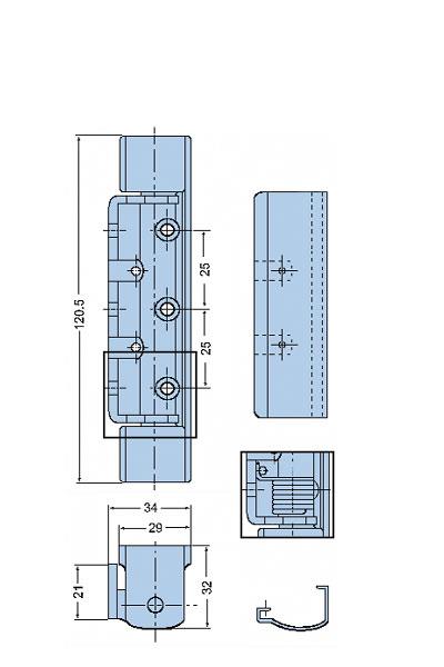 DB.400 Chromovaný zamak 5, 120mm svislý závěs, bez pružiny S černým ABS krytem Plastový doplněk AC.1145 součástí Volitelné: AC.