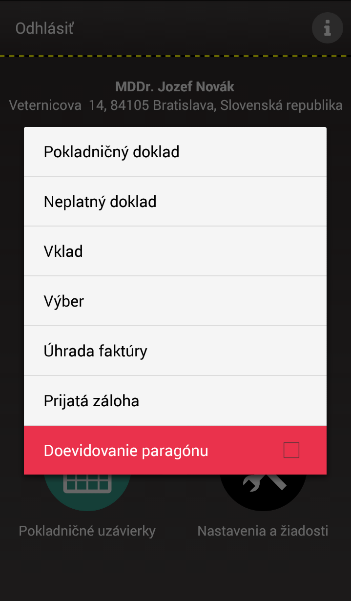 Strana 44 / 64 2.7.7 Zaevidovanie paragónu Zaevidovanie paragónu slúži na dodatočné zaznamenanie dokladov.