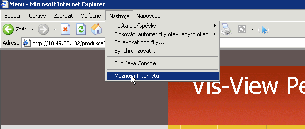 Obrázek 22: Java Console 4) V prohlížeči Internet Explorer vyberte menu Nástroje à Možnosti Internetu