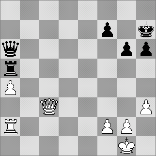a1-h8. 35 Vb8 Na 35 Va5 bílý zajistí krále před možnými šachy tahy g2-g3 a h3-h4 a pak se pokusí proniknout svými figurami na 8. řadu. 36.Ve2 Va8 37.Va2 Va5 38.Dc7!