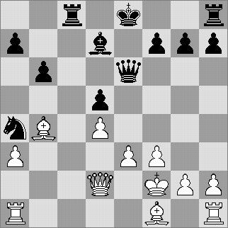 15.Jxd5 exd5 16.Sb4 De6 Když 16...Dg6, tak 17.Vc1. 17.Kf2 Úvodní tah indické rochády. Postavení krále na f2 je v podstatě plně vyhovující. 17 Ja4 První odchýlení se od logického postupu.