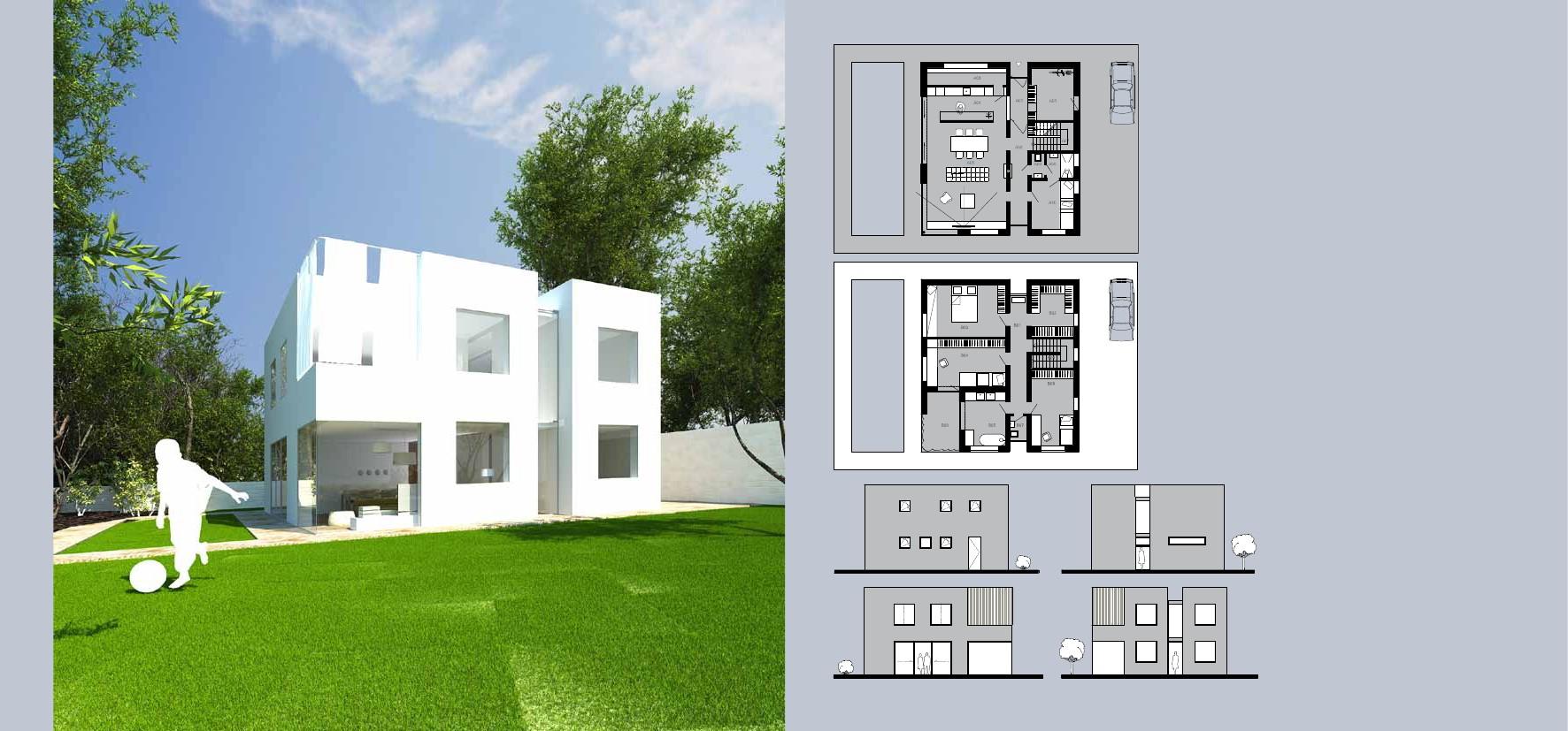 07 twin one house two structures P ri návrhu rodinného domu sme sa inšpirovali funkcionalizmom 30. rokov a zároveň sme aplikovali moderné prvky.