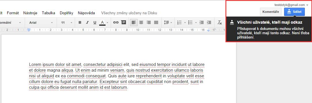 Sdílení dokumentů - Google Docs 3.