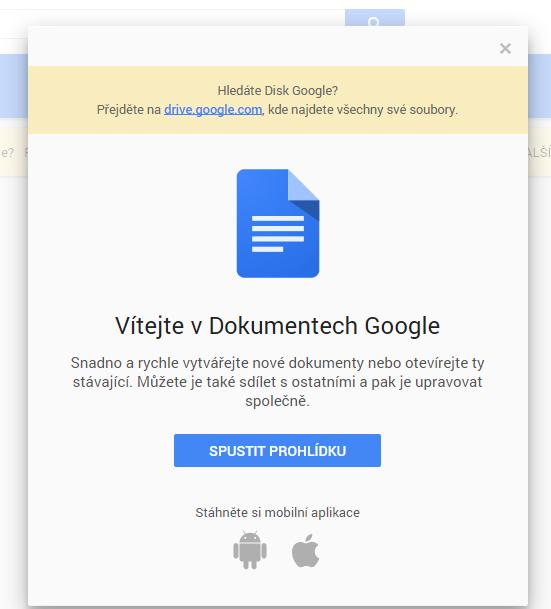 Vytvoření dokumentu - Google Docs 2.