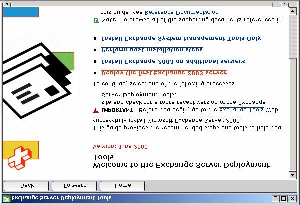 Exchange Server 2003 renční dokumentaci, ze které se např. dozvíme, že k tomuto grafickému průvodci existuje i verze pro příkazový řádek (nástroj Exdeploy.exe).