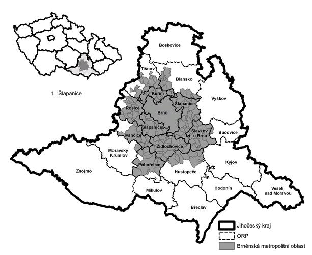 BMO zasahuje do okresů Brno-venkov, Blansko, Břeclav, Vyškov a jednou obcí i na území okresu Znojmo. Na území okresu Hodonín BMO nezasahuje.