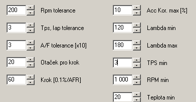 aktuální požadavek vduch / palivo. Na výše uvedeném příkladu je aktuální požadavek vduch / palivo 14 (14kg vzduchu na 1kg paliva) v tabulce prezentován číslem 140.