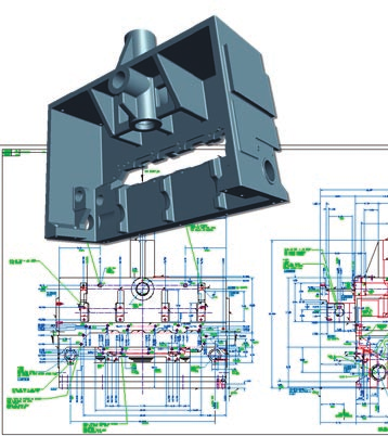 Výrobní dokumentace Autodesk Inventor o stupeň zvyšuje produktivitu výroby díky automatické tvorbě pohledů a komplexním nástrojům pro zhotovování výrobních výkresů.