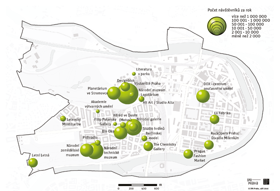 22 23 5. otázka Mapa č. 2 Ohniska současné návštěvnosti kulturních zařízení na území MČ Praha 7 Kdo jsou návštěvníci Art DISTRICTU 7, oučasní a budoucí?