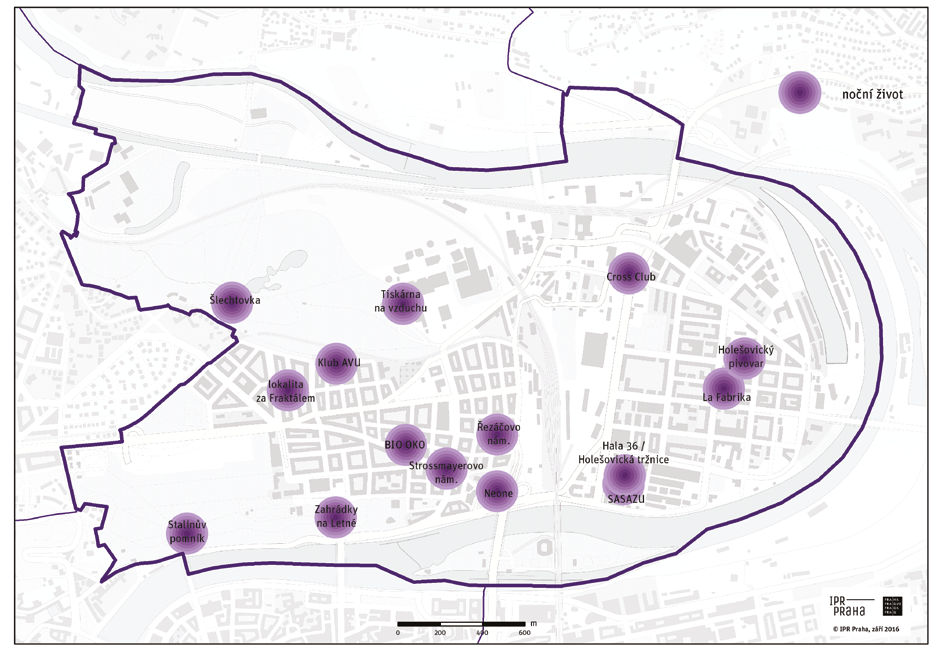 28 29 8. otázka Mapa č. 4 Ohniska nočního života na území MČ Praha 7 Jaká jsou rizika a průvodní jevy vzniku Art Districtu 7 a nástroje jejich regulace?