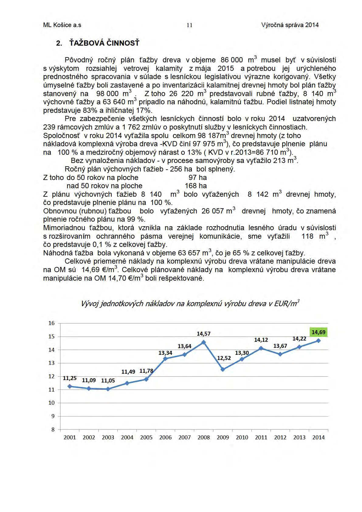 ML Košice a.s ll Výročná správa 2014 2.