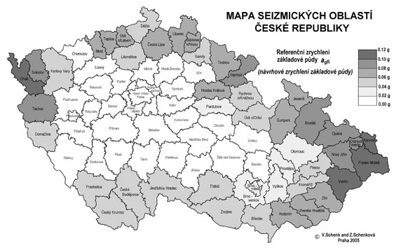 Seizmicita Území leží dle hodnocení ČSN EN 1998-1/Z2 v