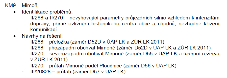 ÚP Mimoň vymezil dopravní řešení města a vyřešil ochranu území před povodněmi vymezením protizáplavových poldrů. Do koordinačního výkresu bude v rámci pořizované Změny č.