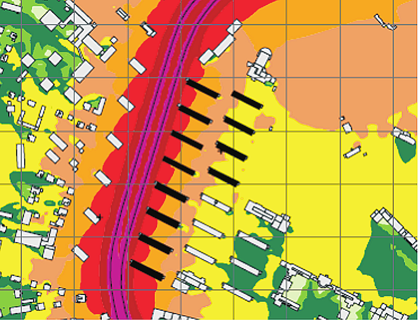 Zdravotní dùsledky a rušivé úèinky hluku Noise disturbance and health Obr. 4.1 Hodnoty hlukového ukazatele Lden, veèer, noc v monitorovaných lokalitách, 2009 Fig. 4.1 Noise descriptor Lday, evening, night levels in the monitored localities, 2009 Mìsto (kódy podle tab.