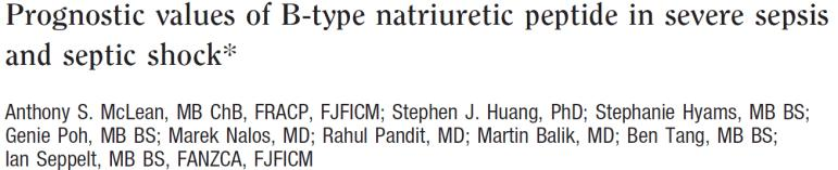 Natriuretické peptidy Hladiny v přímém vztahu k illness severity a mortalitě Boldt J: Yearbook of Intensive and Emerg. Med., 1998: pp 143-152.