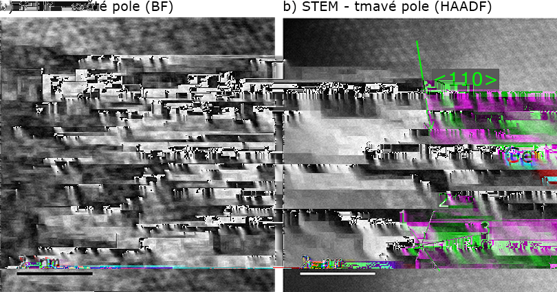 3.4. DRUHÉ GERMANIOVÉ NANOVLÁKNO (STEM) Na něm je vidět krystalová struktura germania tvořená atomárními sloupci.