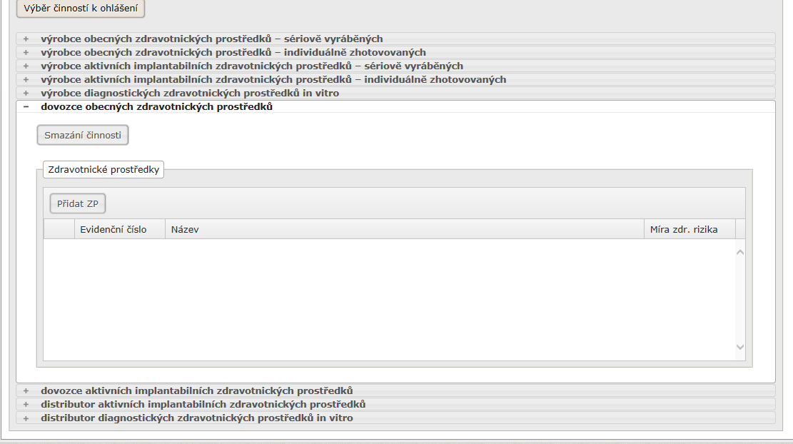 REGISTRACE ČINNOSTI (OSOBY) / Ohlášení změny údajů