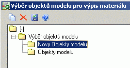 Pro výběr všech profilů zatrhněte Objekty modelu a potom vyberte Nosník. Pro uložení stiskněte v dialogu ikonu Nový. Vyberte objekt modelu ze seznamu v dialogovém panelu.