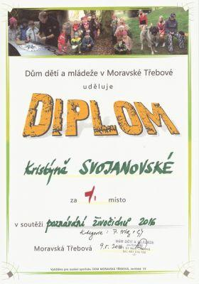 ročníků Vojtěcha Krejčího. V IX. třídě byli nejlepší Otto Chladil, Roman Wöhl a Markéta Stránská. 5. 27. 4. 2016 se konalo v DDM Moravská Třebová obvodní kolo Poznávání živočichů 2016 v kategoriích 6.