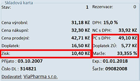 Úpravy v programu 11 Rozšíření informací ze skladové karty v infopanelu v pravé dolní části formuláře.