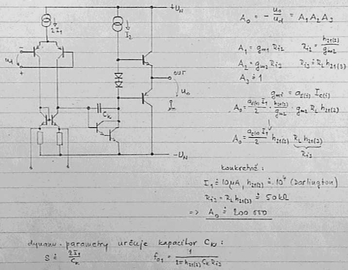 AKTVNÍ PRVK V SOUČASNÉ ANALOGOVÉ TECHNCE "Klasický" prvke analogové techniky 8tých a začátku 9tých let byl operační zesilovač s typickou vnitřní strukturou podle obr. 3.