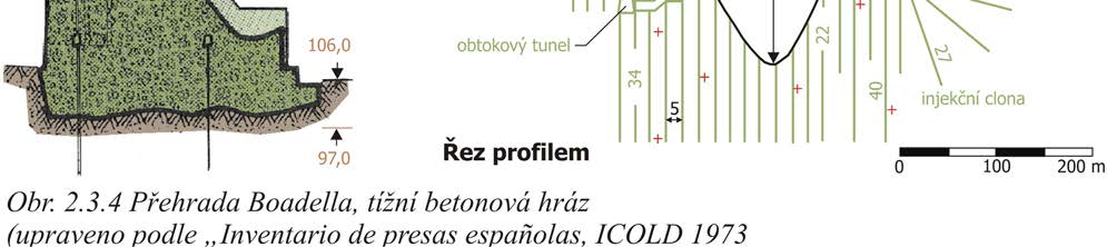 řešení, jímž bylo provedení sedmnáctimetrové metrové těsnící stěny v nepažených rýhách, doplněné až do hloubky 40 metrů injekční clonou.