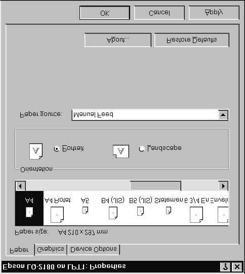 2. Zkontrolujte, zda je nastavená Vaše tiskárna, a potom klepněte na tlačítko Tiskárna (Printer), Nastavit (Setup), Vlastnosti (Properties) nebo Možnosti (Options).