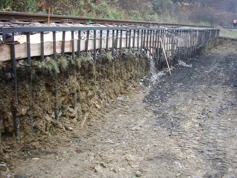 Sanace sváženin v km 7,8 7,5 Pažící stěna