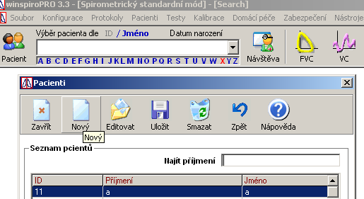 Obr. 7.6. Spirometr MINISPIR MIR včetně připojeného pulzního oxymetru Provedení: 1. Zapněte PC 2. Připojte spirometr k PC přes USB kabel 3. Otevřete program Winspiro PRO 4.