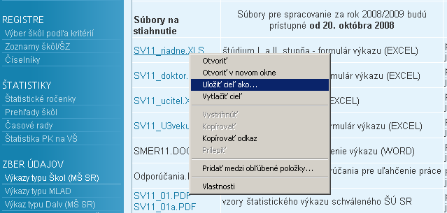 Sťahovanie súborov z Internetu do Vášho počítača Naspäť na 1 stranu Zadáte stránku Internetu http://www.cvtisr.