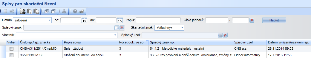 Ve spisovně, ze které byly spisy předány do jiné spisovny, se zobrazí Neschválený návrh předávacího protokolu o převodu spisů do spisovny, v sekci Návrhy a protokoly Převod do spisovny (Návrhy