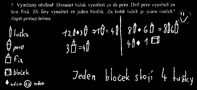 Obrázek 9. Bez obrázku se žáci obvykle nechali nachytat Obrázek 10. Originální způsob zapsání příkladu Závěr Nadaným žákům často nevyhovuje prostředí zaměřené na výkon nebo na rychlost.