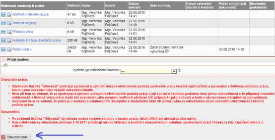 Metodický pokyn 1. Návod pro vkládání elektronické verze práce Pro vkládání náležitostí, resp.