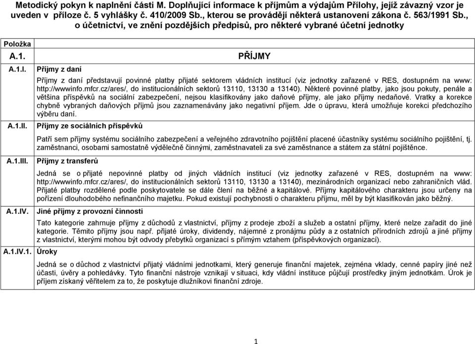 Příjmy z daní PŘÍJMY Příjmy z daní představují povinné platby přijaté sektorem vládních institucí (viz jednotky zařazené v RES, dostupném na www: http://wwwinfo.mfcr.