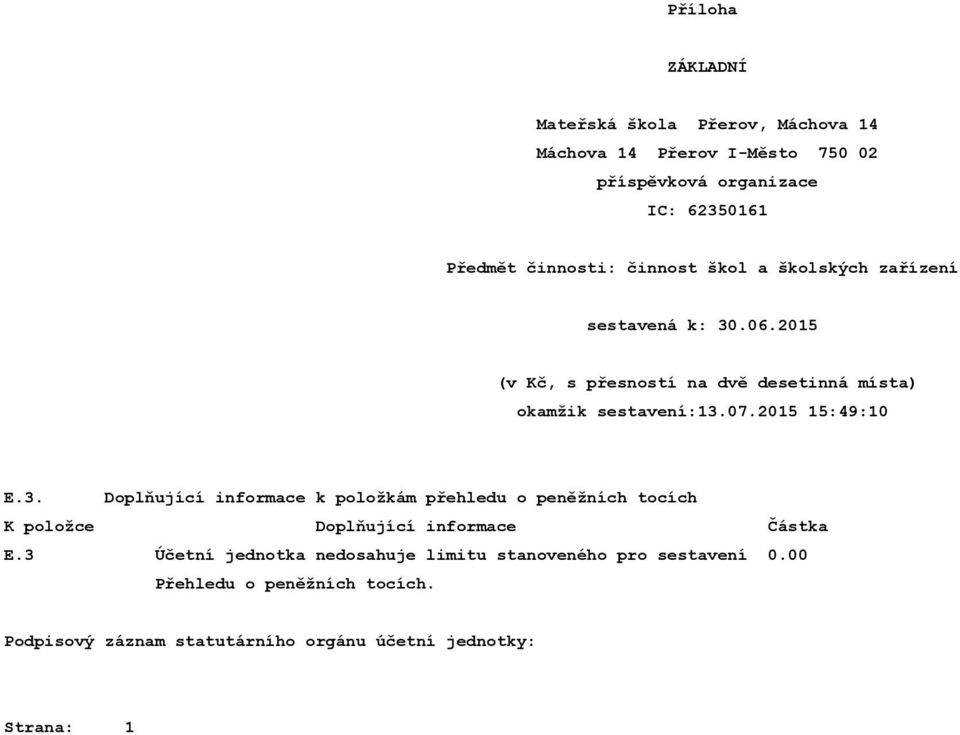 Doplňující informace k položkám přehledu o peněžních tocích