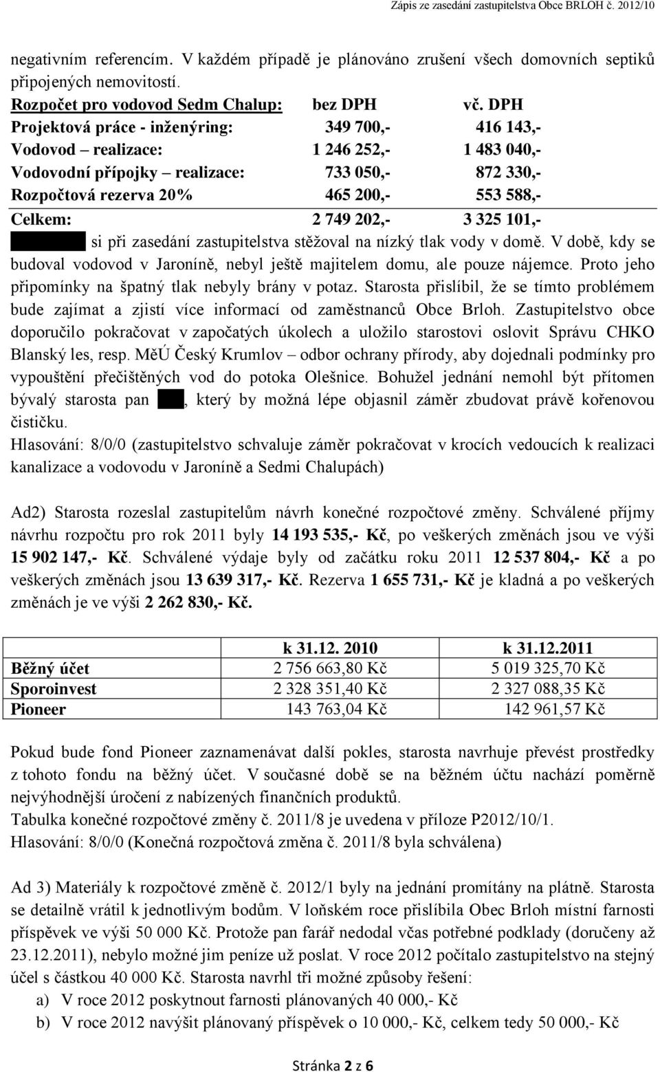 2 749 202,- 3 325 101,- Pan Lajner si při zasedání zastupitelstva stěžoval na nízký tlak vody v domě. V době, kdy se budoval vodovod v Jaroníně, nebyl ještě majitelem domu, ale pouze nájemce.