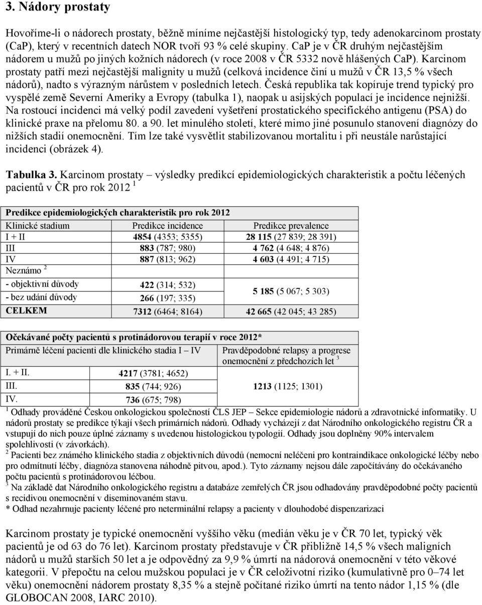 Karcinom prostaty patří mezi nejčastější malignity u mužů (celková incidence činí u mužů v ČR 13,5 % všech nádorů), nadto s výrazným nárůstem v posledních letech.