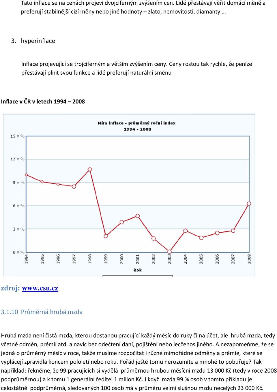 Ceny rostou tak rychle, že peníze přestávají plnit svou funkce a lidé preferují naturální směnu Inflace v ČR v letech 19