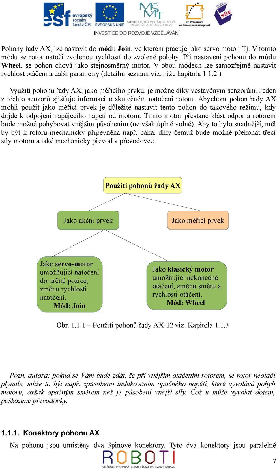 Využití pohonu řady AX, jako měřícího prvku, je možné díky vestavěným senzorům. Jeden z těchto senzorů zjišťuje informaci o skutečném natočení rotoru.