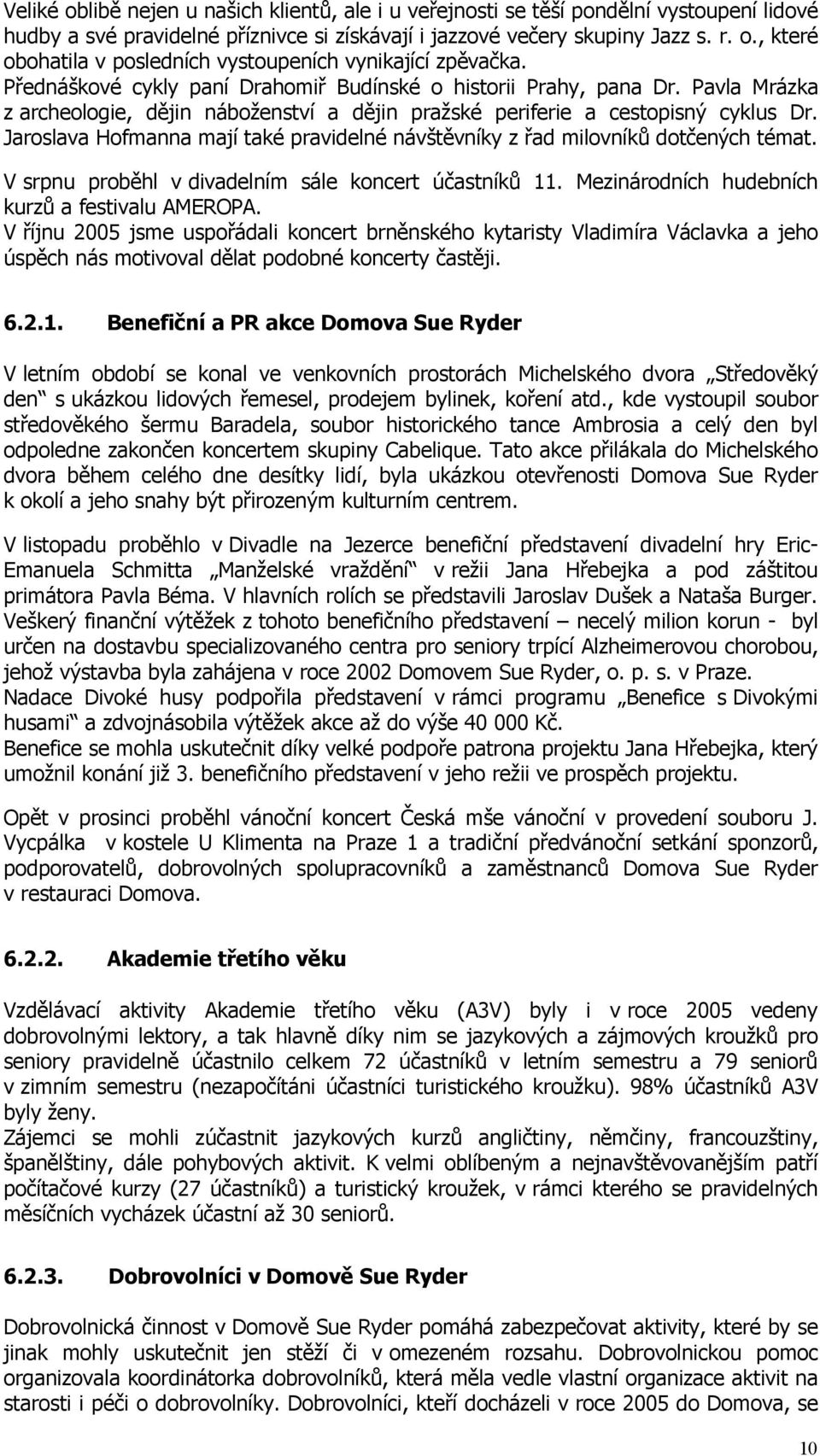 Jaroslava Hofmanna mají také pravidelné návštěvníky z řad milovníků dotčených témat. V srpnu proběhl v divadelním sále koncert účastníků 11. Mezinárodních hudebních kurzů a festivalu AMEROPA.