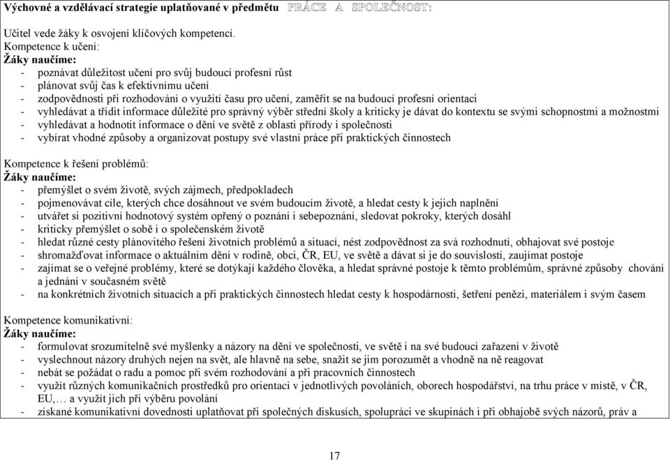 se na budoucí profesní orientaci - vyhledávat a třídit informace důležité pro správný výběr střední školy a kriticky je dávat do kontextu se svými schopnostmi a možnostmi - vyhledávat a hodnotit