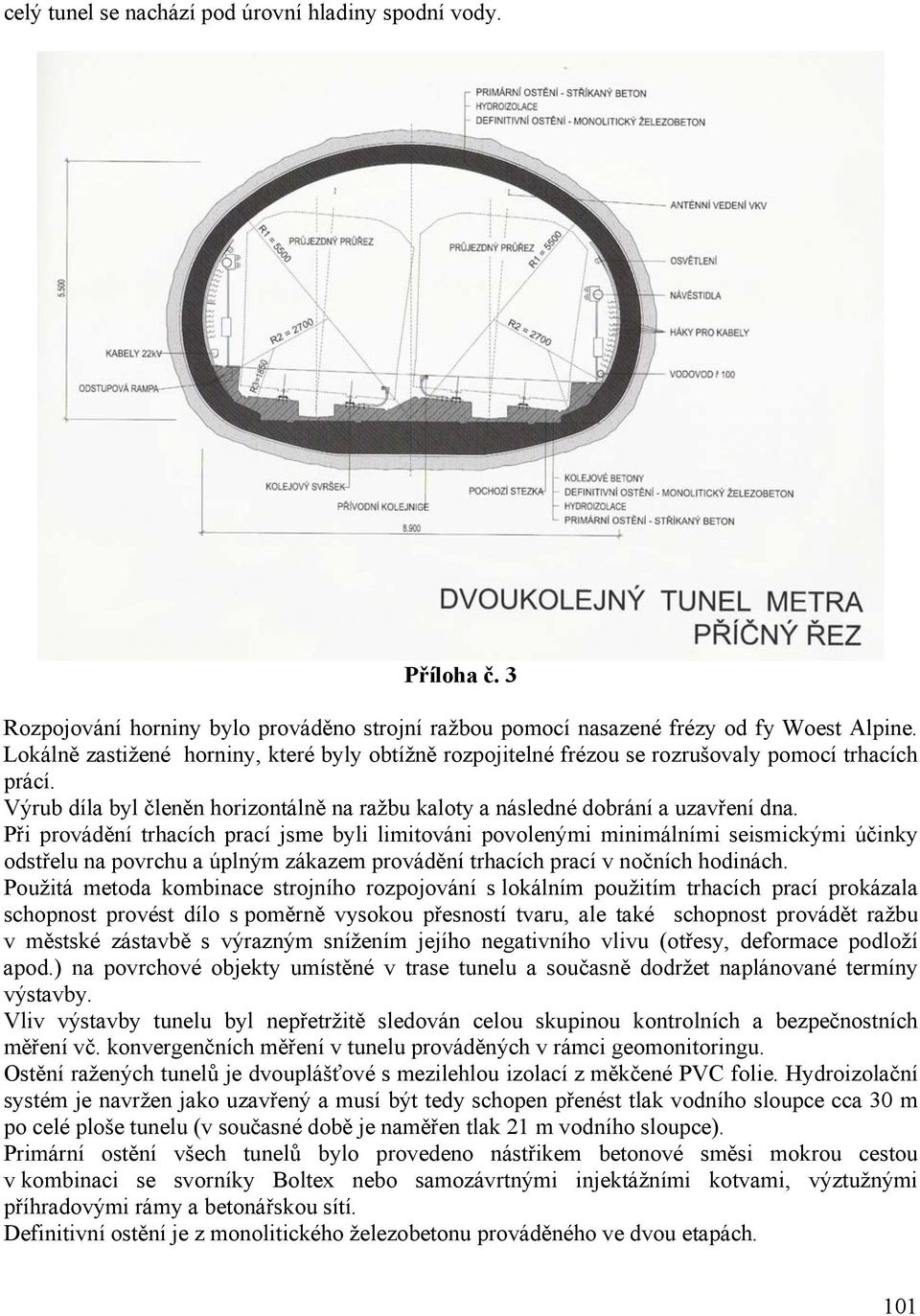 Při provádění trhacích prací jsme byli limitováni povolenými minimálními seismickými účinky odstřelu na povrchu a úplným zákazem provádění trhacích prací v nočních hodinách.