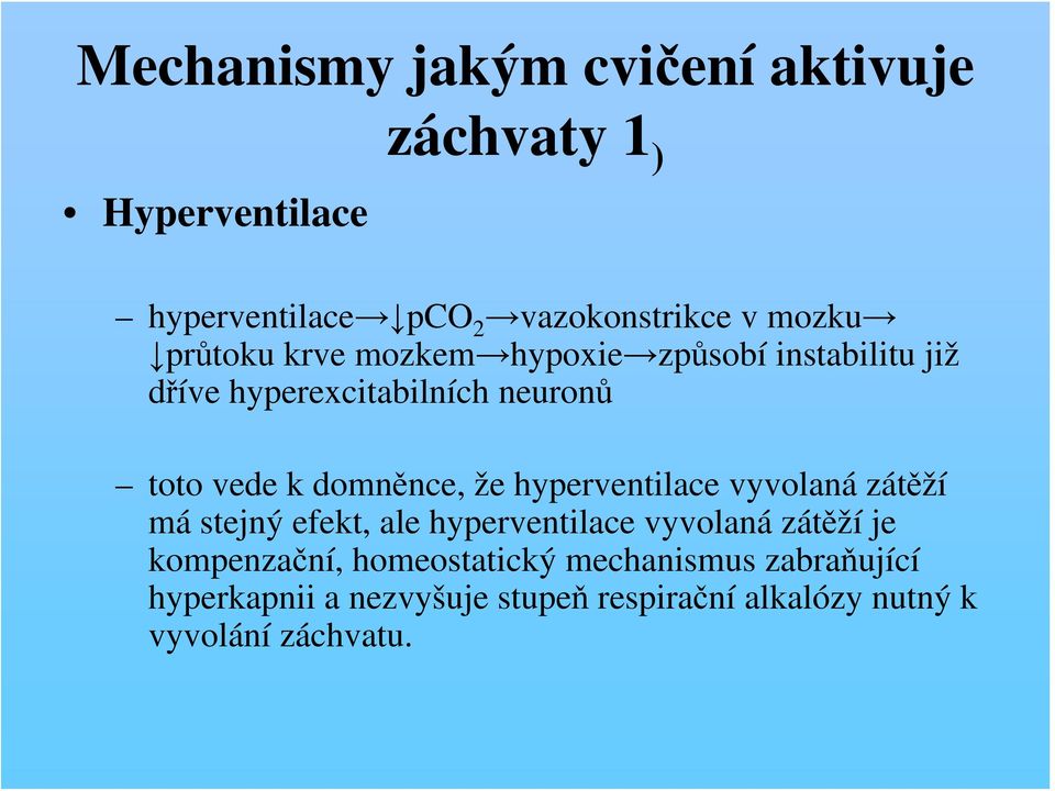 že hyperventilace vyvolaná zátěží má stejný efekt, ale hyperventilace vyvolaná zátěží je kompenzační,