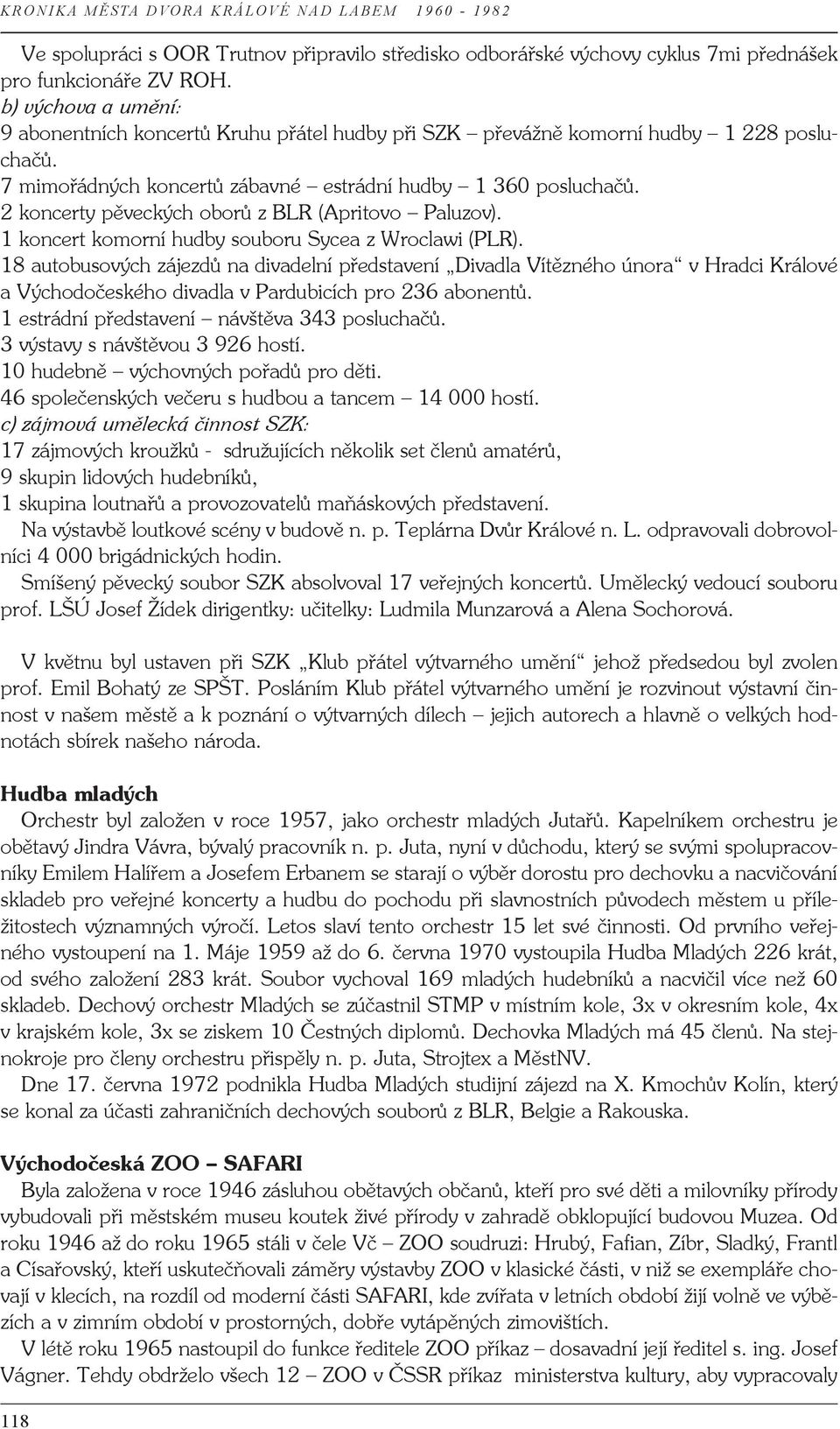 2 koncerty pěveckých oborů z BLR (Apritovo Paluzov). 1 koncert komorní hudby souboru Sycea z Wroclawi (PLR).