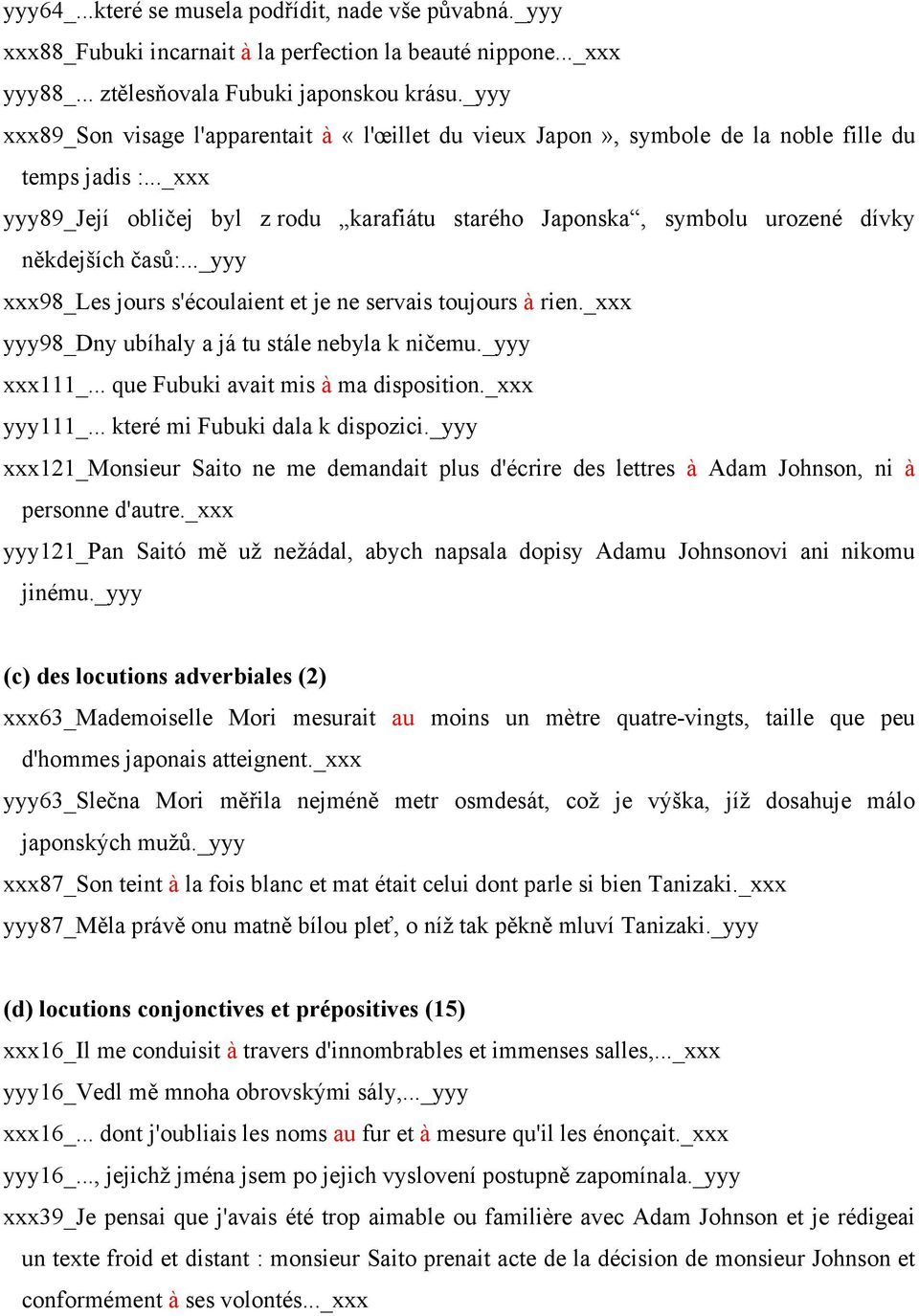 .._xxx yyy89_její obličej byl z rodu karafiátu starého Japonska, symbolu urozené dívky někdejších časů:..._yyy xxx98_les jours s'écoulaient et je ne servais toujours à rien.