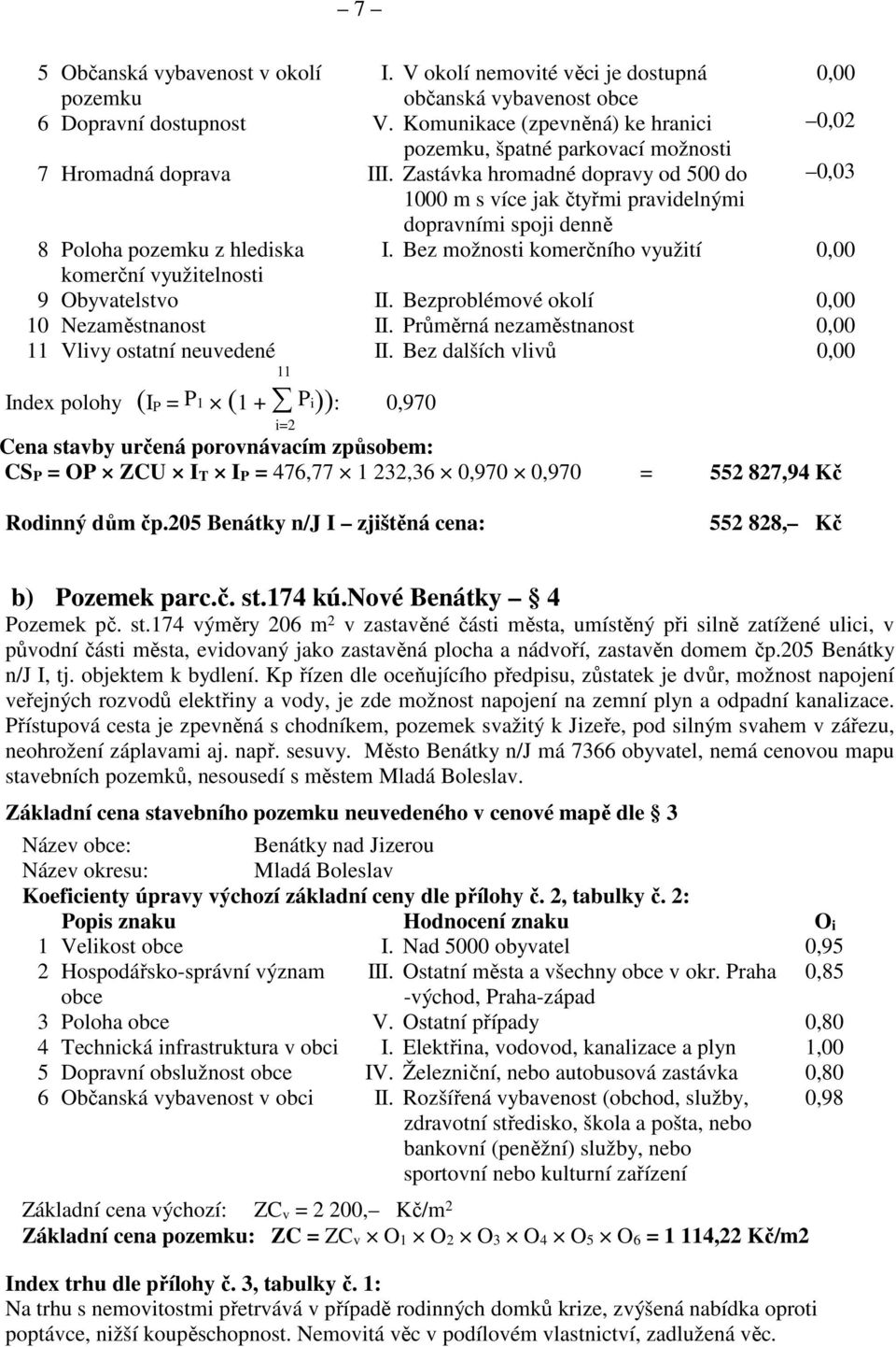 Zastávka hromadné dopravy od 500 do 0,03 1000 m s více jak čtyřmi pravidelnými dopravními spoji denně 8 Poloha pozemku z hlediska I.